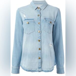 Current/Elliot Light Wash Denim Shirt, Size Medium